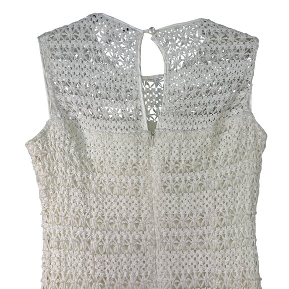 Sharagano Sleeveless Ivory Crochet Shift Dress Size 6 - Picture 4 of 6